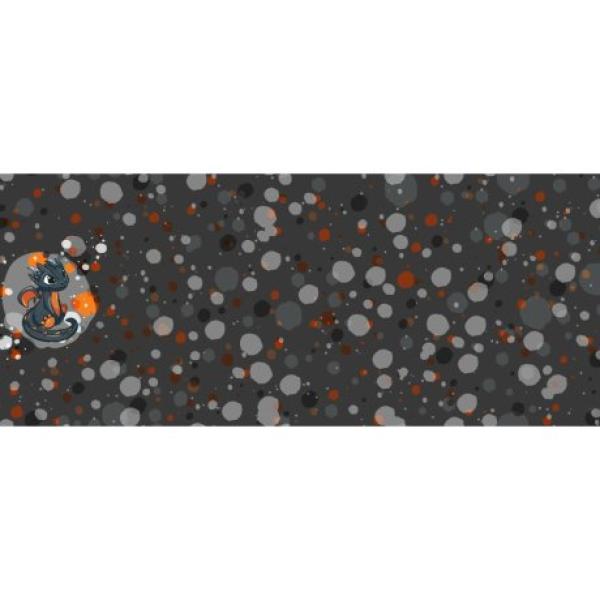Baumwoll Jersey Panel ca. 60 cm Drache Smokey Anthrazit/Orange